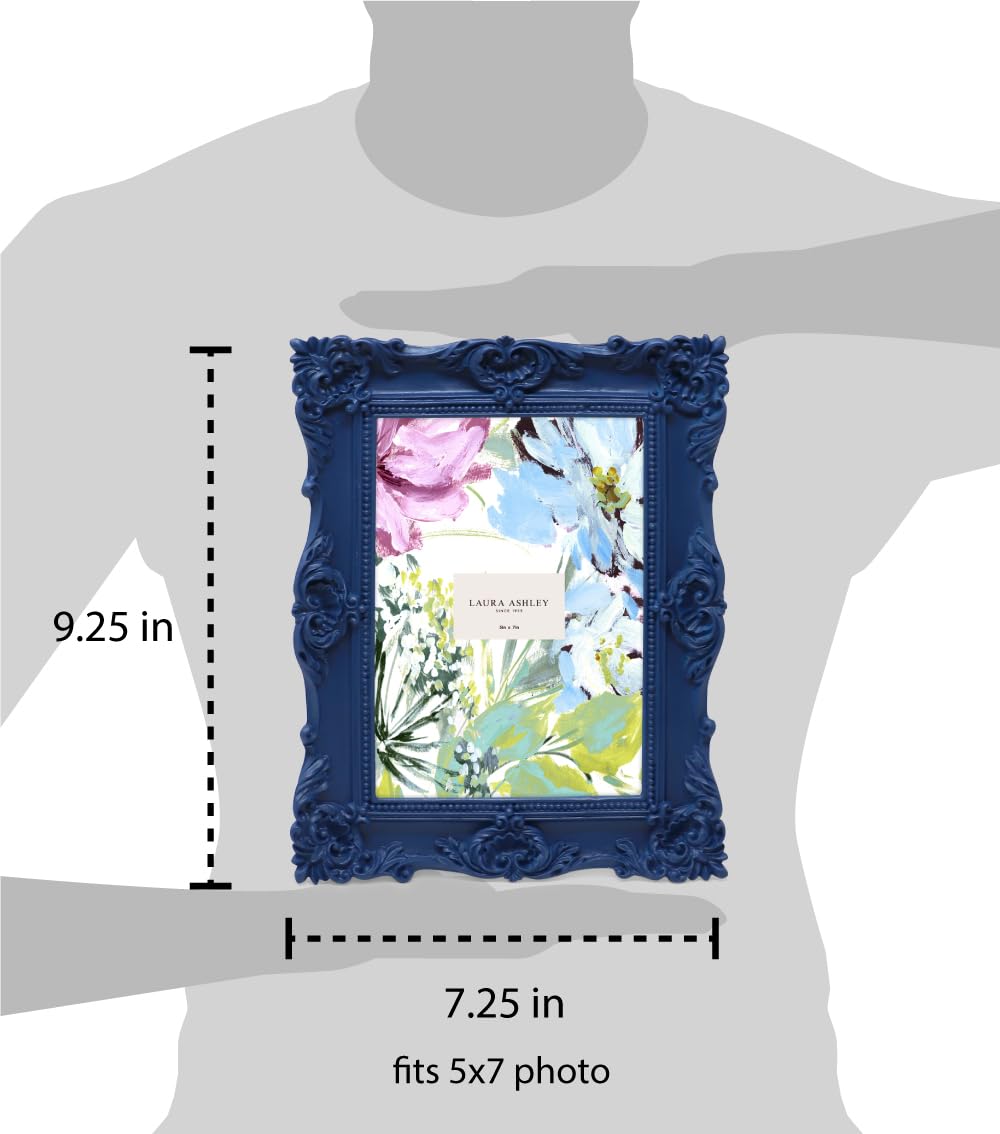 Amazon.com - Laura Ashley 5x7 Navy Ornate Textured Hand-Crafted